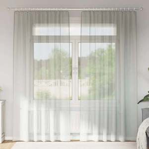vidaXL Perdele Voile cu buzunare pentru bare 2 buc gri deschis imagine