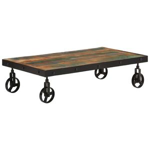 vidaXL Măsuță de cafea cu roți, 100x55x26 cm, lemn masiv reciclat imagine