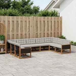 vidaXL Set de canapele de exterior 9 pcs Natural și gri deschis imagine