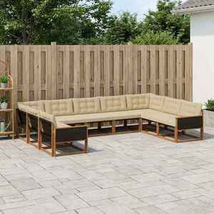 vidaXL Set de canapele de exterior cu pernă 9 pcs Natural și Bej imagine