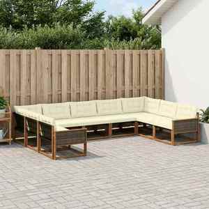 vidaXL Set de canapele de exterior cu pernă 9 pcs Natural și Crem imagine