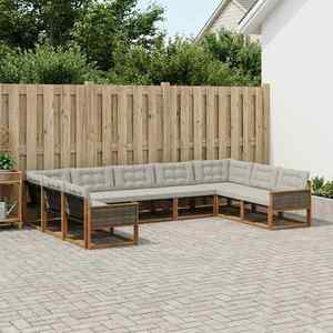 vidaXL Set de canapele de exterior 9 pcs Natural și gri deschis imagine