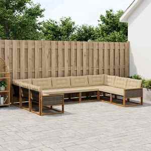 vidaXL Set de canapele de exterior cu pernă 9 pcs Natural și Bej imagine