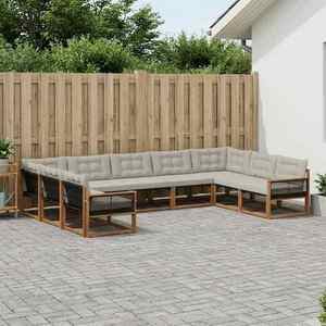 vidaXL Set de canapele de exterior 9 pcs Natural și gri deschis imagine