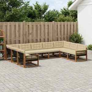 vidaXL Set de canapele de exterior cu pernă 9 pcs Natural și Bej imagine