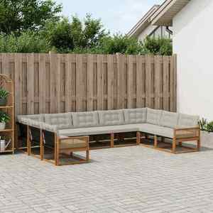 vidaXL Set de canapele de exterior 9 pcs Natural și gri deschis imagine