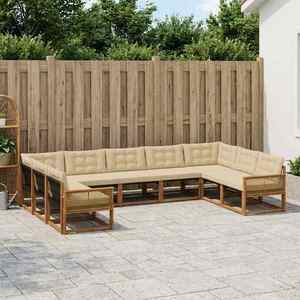 vidaXL Set de canapele de exterior cu pernă 9 pcs Natural și Bej imagine