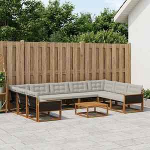 vidaXL Set de canapele de exterior 10 pcs Natural și gri deschis imagine