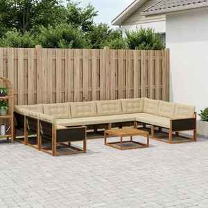 vidaXL Set de canapele de exterior cu pernă 10 pcs Natural și Bej imagine