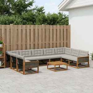 vidaXL Set de canapele de exterior 10 pcs Natural și gri deschis imagine
