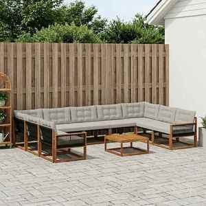 vidaXL Set de canapele de exterior 10 pcs Natural și gri deschis imagine