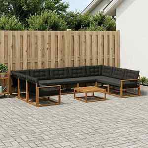 vidaXL Set de canapele de exterior cu pernă 10 pcs Natural și Negru imagine