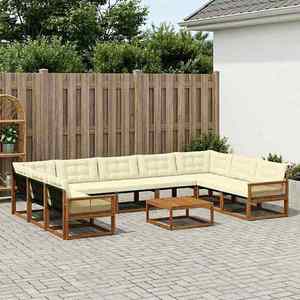 vidaXL Set de canapele de exterior cu pernă 10 pcs Natural și Crem imagine