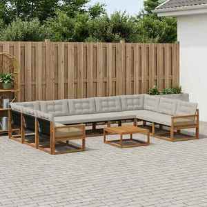 vidaXL Set de canapele de exterior 10 pcs Natural și gri deschis imagine