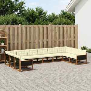 vidaXL Set de canapele de exterior cu pernă 10 pcs Natural și Crem imagine