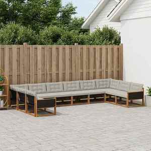 vidaXL Set de canapele de exterior 10 pcs Natural și gri deschis imagine