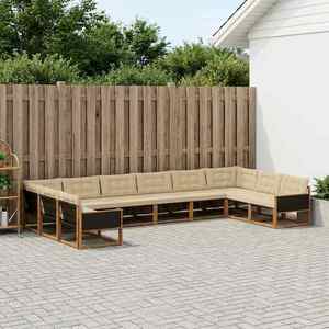 vidaXL Set de canapele de exterior cu pernă 10 pcs Natural și Bej imagine