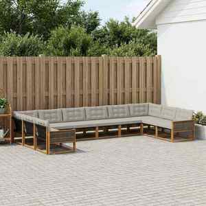vidaXL Set de canapele de exterior 10 pcs Natural și gri deschis imagine