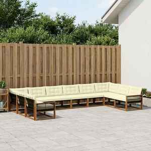 vidaXL Set de canapele de exterior cu pernă 10 pcs Natural și Crem imagine