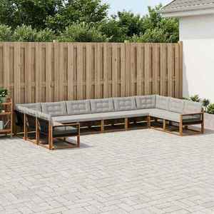 vidaXL Set de canapele de exterior 10 pcs Natural și gri deschis imagine