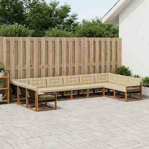 vidaXL Set de canapele de exterior cu pernă 10 pcs Natural și Bej imagine