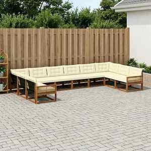 vidaXL Set de canapele de exterior cu pernă 10 pcs Natural și Crem imagine