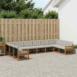 vidaXL Set de canapele de exterior 10 pcs Natural și gri deschis imagine