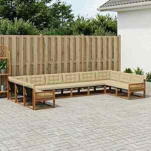 vidaXL Set de canapele de exterior cu pernă 10 pcs Natural și Bej imagine