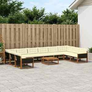 vidaXL Set de canapele de exterior cu pernă 11 pcs Natural și Crem imagine