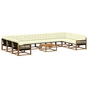 vidaXL Set de canapele de exterior cu pernă 11 pcs Natural și Crem imagine