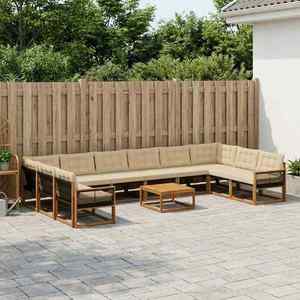 vidaXL Set de canapele de exterior cu pernă 11 pcs Natural și Bej imagine