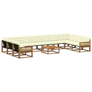 vidaXL Set de canapele de exterior cu pernă 11 pcs Natural și Crem imagine