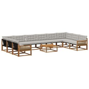vidaXL Set de canapele de exterior 11 pcs Natural și gri deschis imagine