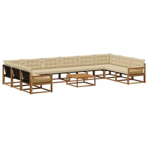 vidaXL Set de canapele de exterior cu pernă 11 pcs Natural și Bej imagine