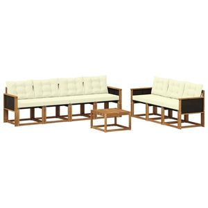 vidaXL Set de canapele de exterior cu pernă 8 pcs Natural și Crem imagine