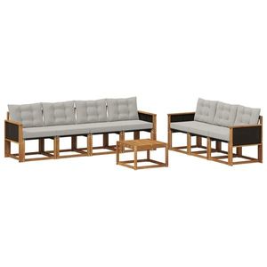 vidaXL Set de canapele de exterior 8 pcs Natural și gri deschis imagine
