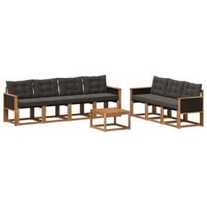 vidaXL Set de canapele de exterior cu pernă 8 pcs Natural și Negru imagine