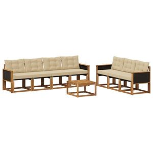 vidaXL Set de canapele de exterior cu pernă 8 pcs Natural și Bej imagine