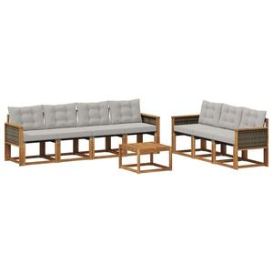 vidaXL Set de canapele de exterior 8 pcs Natural și gri deschis imagine