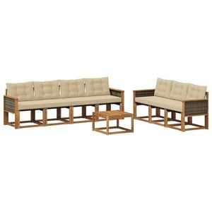 vidaXL Set de canapele de exterior cu pernă 8 pcs Natural și Bej imagine