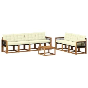 vidaXL Set de canapele de exterior cu pernă 8 pcs Natural și Crem imagine