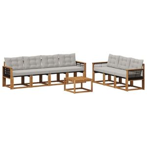 vidaXL Set de canapele de exterior 8 pcs Natural și gri deschis imagine