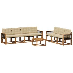 vidaXL Set de canapele de exterior cu pernă 8 pcs Natural și Bej imagine