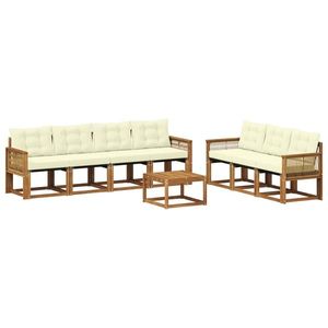 vidaXL Set de canapele de exterior cu pernă 8 pcs Natural și Crem imagine
