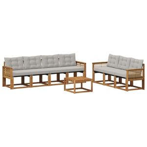 vidaXL Set de canapele de exterior 8 pcs Natural și gri deschis imagine
