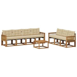 vidaXL Set de canapele de exterior cu pernă 8 pcs Natural și Bej imagine