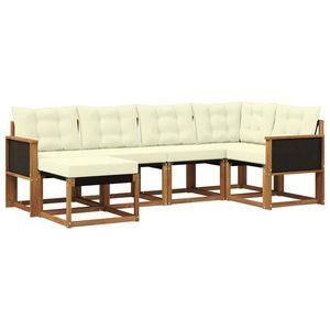 vidaXL Set de canapele de exterior cu pernă 6 pcs Natural și Crem imagine