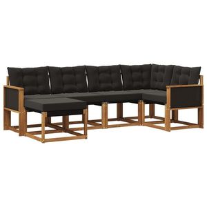 vidaXL Set de canapele de exterior cu pernă 6 pcs Natural și Negru imagine