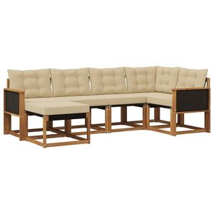 vidaXL Set de canapele de exterior cu pernă 6 pcs Natural și Bej imagine