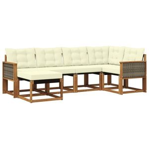 vidaXL Set de canapele de exterior cu pernă 6 pcs Natural și Crem imagine